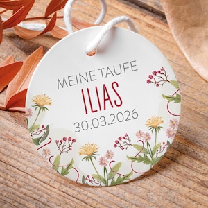 Geschenkanhänger mit Blumen zur Taufe, Hochzeit, Geburtstag, Kommunion & Einschulung auch mit Text oder Foto personalisierbar, 10 STÜCK