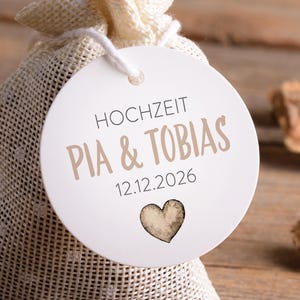 Herz Gast Geschenkanhänger für Gastgeschenke zur Hochzeit, Taufe, Geburtstag, Einschulung, 10 STÜCK, personalisiert mit deinem Wunschtext