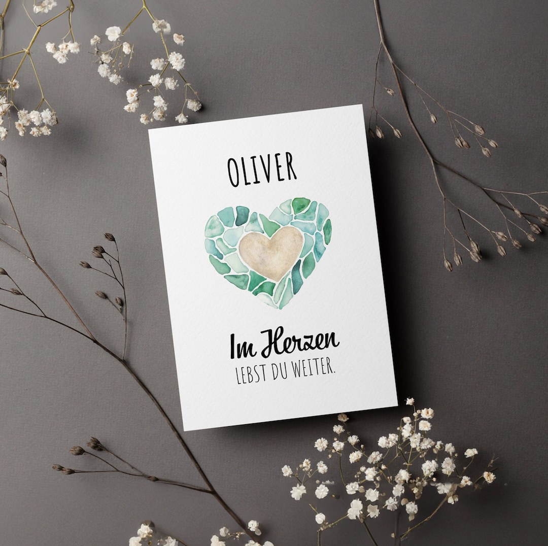 Heart Condolence Card, Farewell Mourning Card With Saying You Live on ...