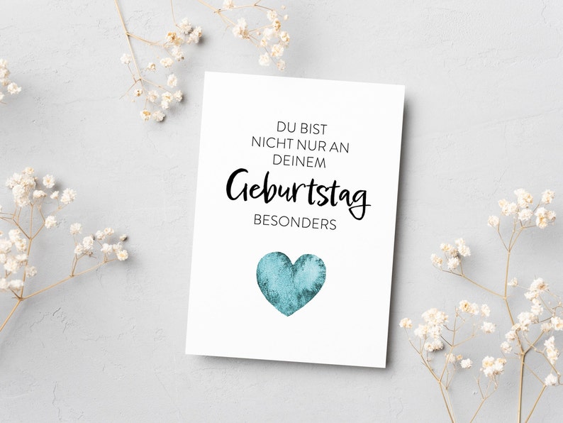 Geburtstagskarte Herz mit Spruch, Du bist nicht nur an deinem GEBURTSTAG besonders, als Geschenkkarte, Klappkarte und Postkarte, FARBAUSWAHL Bild 7