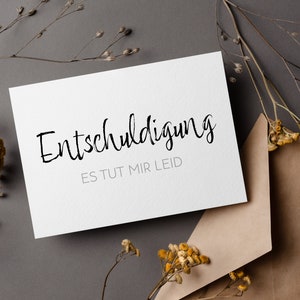 Entschuldigungskarte, Entschuldigung, es tut mir Leid, Karte im Minimalistisches Design für Männer und Frauen Bild 9