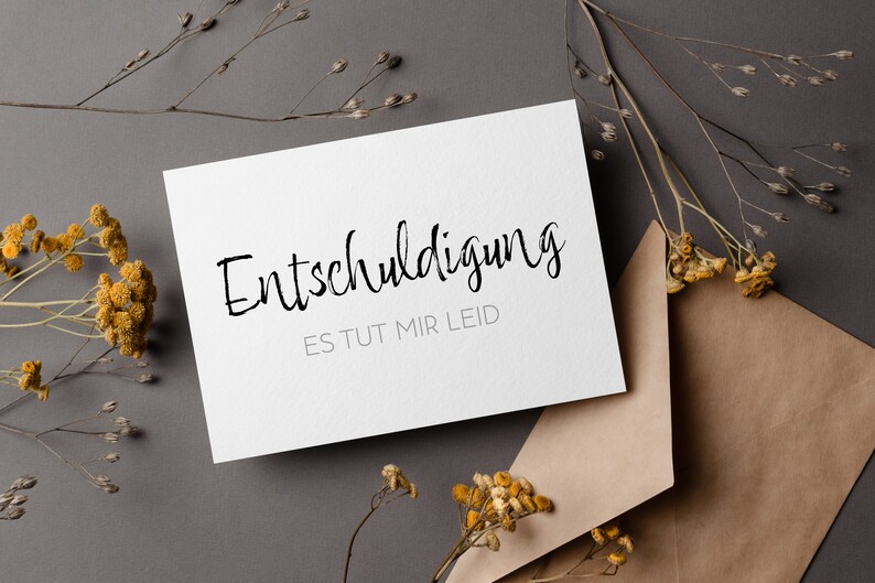 Entschuldigungskarte, Entschuldigung, es tut mir Leid, Karte im Minimalistisches Design für Männer und Frauen Bild 9