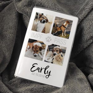 Schutzhülle für den Impfpass, EU Heimtierausweis mit Foto Collage für Hunde, Tierpass wird mit Namen personalisiert