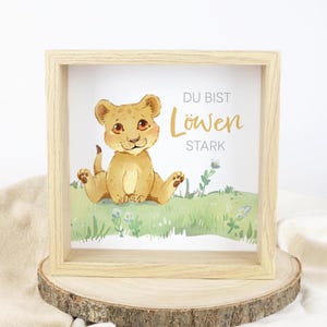 Löwenstarke Spardose 3D Bilderrahmen, Tolles Geschenk mit Löwen zum Sparen zum Geburtstag, Einschulung, Weihnachten, Ostern, Taufe