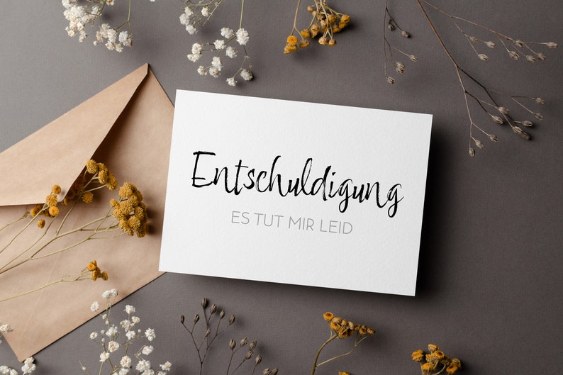 Entschuldigungskarte, Entschuldigung, es tut mir Leid, Karte im Minimalistisches Design für Männer und Frauen Bild 7