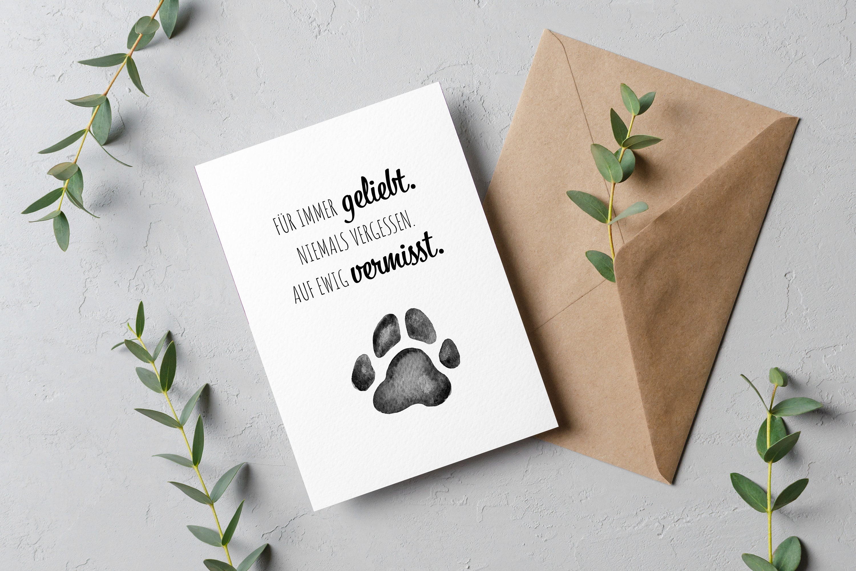 Trauerkarte Liebe Unvergessen Vermissen Katze & Hund Etsy.de