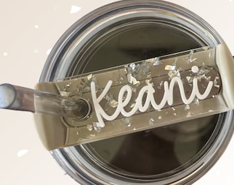 Stanley Topper, Tumbler Name Tag, Glitter Tumbler Tag, Tumbler Lid Topper, Stanley Name Plate, Tumbler Cup Name, Personalized Tumbler Tag