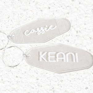 Custom Text Retro Motel Key Chain, Retro Inspired Personalized Acrylic Hotel Keychain, Vintage Key Tag, Wedding Favors, Girlfriend Gift Idea