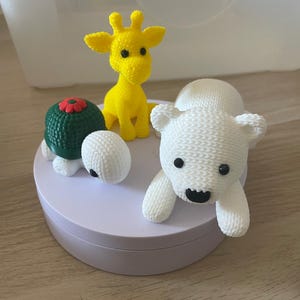 Figure di animali stampati in 3D con simulazione lavorazione uncinetto, bomboniere, articoli regalo, giochi, battesimo