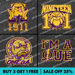 Buy Three Get One Free! - Sale Off 25%! - African Fraternity Omega 1911 Includes EPS, SVG & PNG. Digital Download