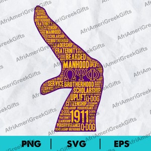 Black Fraternity Omega 1911 Hand Sign Words Includes EPS, SVG & PNG. Digital Download