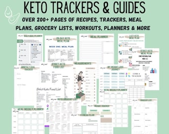 Complete Keto Trackers | Keto Grocery List | 3 Keto Meal Plans| Keto Weight Loss Tracker | Keto Planner | Keto Recipes | Keto Workbook