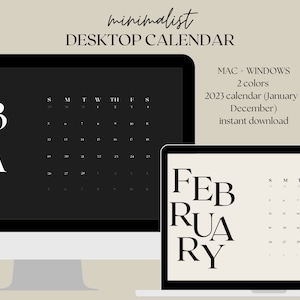 Calendar Minimalist 2023 Wallpaper Set | Aesthetic Desktop/Mac & Windows Calendars