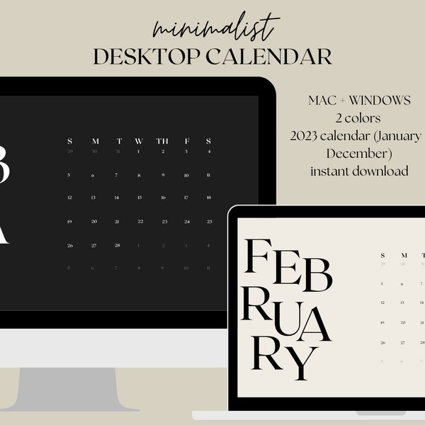 Kalender Minimalist 2023 Tapeten Set | Aesthetic Desktop/Mac & Windows Kalender