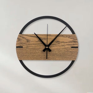 Holzwanduhr, moderne Wanduhr Eiche, Holzuhr, große Uhr, Holzuhr, Eichenholz-Wanduhr, 3D-Wanduhr-Dekoration DUNKEL Bild 1