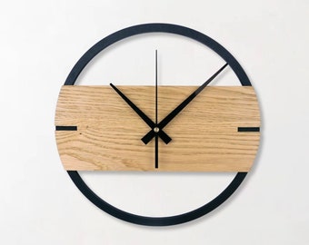 Horloge murale en bois, horloge murale unique, horloge murale en bois, horloge en bois, grande horloge, horloge en bois, horloge murale en bois, horloge murale en chêne | MIEL