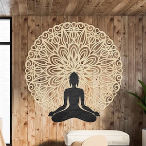 Buddha Mandala | Wall Art | Wood Decoration | Large mandala | Wall Hanging | Wood Decor | Geometry Flower | Gift for Her | Buddha decor