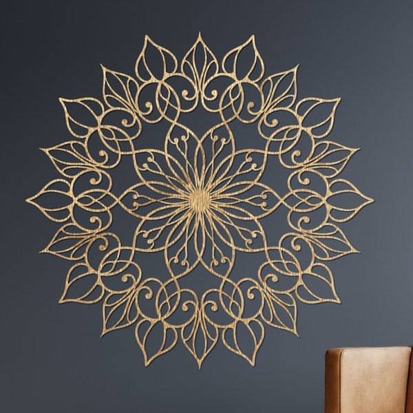 Flower of Life Wood Mandala Wall Art: Laser Cut Boho Decor