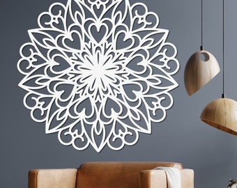 Flower Mandala Wooden Wall Art: Laser Cut Geometry Decor