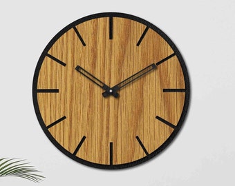 Eiche Kreis Holz Wanduhr, Laser geschnitten, dekorative Wanduhr, Holzuhr, Wandbehang Haus, Wanduhr, moderne Uhr