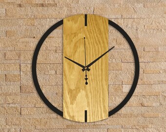 Horloge en bois pour mur, horloge murale minimaliste, horloge murale en bois, grande horloge, horloge en bois, horloge murale élégante, horloge murale en pin