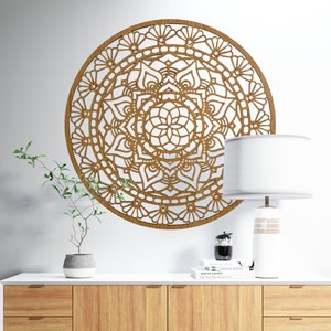 Mandala dentelle en bois, décoration d'art murale familiale, décoration mandala en bois, décoration murale fleur de vie, décoration d'intérieur, cadeau décoration en bois Oak