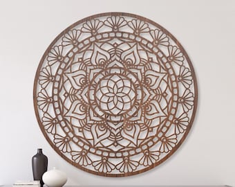 Mandala dentelle en bois, décoration d'art murale familiale, décoration mandala en bois, décoration murale fleur de vie, décoration d'intérieur, cadeau décoration en bois