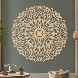 Laser Cut Wood Mandala Wall Art: Large Boho Home Decor
