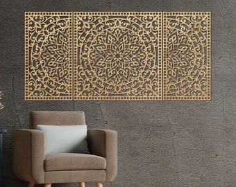 Boho Wood Wall Decor: Rustic Bohemian Home Hanging Art