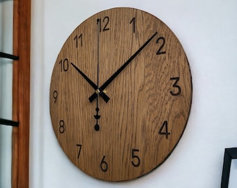 Horloge murale en bois Horloge murale de cuisine Grande horloge murale pour mur Horloge en bois Horloge murale Horloge murale moderne en bois Chiffres | Epaisseur : 3,6 mm