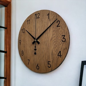 Reloj de pared Reloj de pared de madera Cocina Reloj de pared grande para pared Reloj de madera Reloj de pared Reloj de pared moderno de madera Números / Espesor: 3,6 mm imagen 9