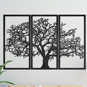 Wooden Wall Decorative Panel Set of 3 Pieces Tree Wall Decor Wood Wall Art Home Decor Hanging Tree Of Life Unique Design Artwork