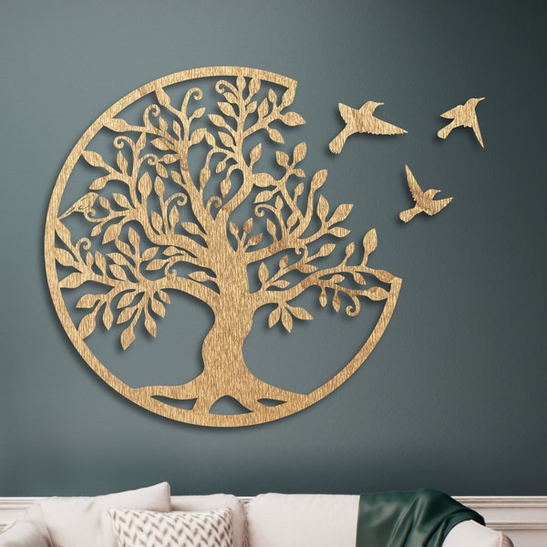 Levensboom Houten Muur Thuis Muur Hangend Decor Rustiek Boho-ontwerp van hout Elegantie en natuurlijke schoonheid voor uw woonruimte Bohoins