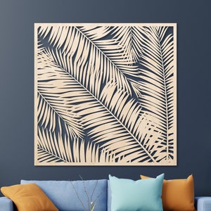 Tree Palm Decor, Wood Wall Art, Palm Leaves Decoration, Large Decor Wall, Square decor, Wall Hanging, Decorative Artwork