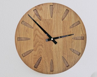 Horloge murale en bois, horloge murale en chêne, horloge moderne décoration de la maison, horloge murale en bois de chêne véritable, grande horloge murale en bois, horloge murale en bois unique