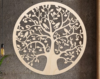 Tree Wall Art, Wood Decoration, Branches Tree Leaves, Wall Hanging, Tree of Life, Poplar Wall Decor, Family Wood Decor, Modern Wall