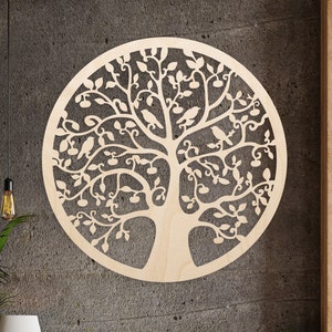 Tree Wall Art, Wood Decoration, Branches Tree Leaves, Wall Hanging, Tree of Life, Poplar Wall Decor, Family Wood Decor, Modern Wall