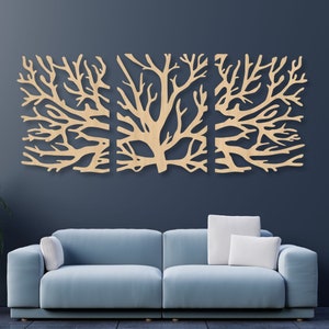 Tree Wall Branches, Tree of Life Wall Decor, Wooden Wall Decor, Tree Set of 3 Wall Panels, Tree Decor, Panel Wood Wall, Three Parts Decor