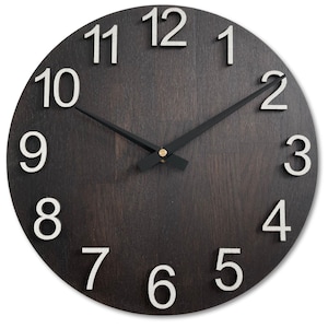 Handcrafted Large Wooden Wall Clock – Solid Oak, Silent Mechanism – Modern Minimalist Style – Elegant Natural Wood Décor for Home, Office