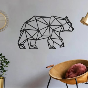 Bär Wanddekoration, geometrischer hölzerner Grizzlybär, Wanddekor, hölzerne Tierdekoration, Wandkunst-Teddybär, Hauptdekor, polygonales geometrisches