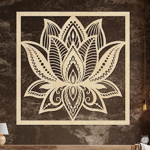 Lotus Flower, Wall Art,Woode Decoration, Wall Hanging, Wood Decor, Living Room Decor, Large Wooden Decoration, Wall Panel, Yoga