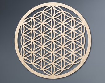 Houten Levensbloem Mandala Grote Wanddecoratie voor Woonkamer Houten Kunst Bloem des Levens Mandala Grote Wanddecoratie Cadeau voor haar