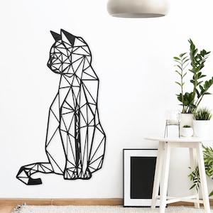Cat Wall Decoration, Geometric Wooden Cat, Wall Decor, Wooden Animal Decoration, Wall Art, Home Decor, Gift, Polygonal Geometric