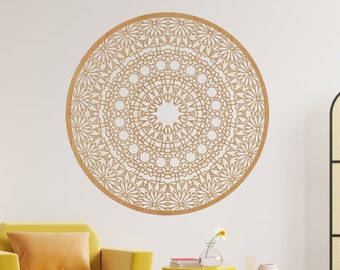 Élégant mandala en bois, décoration exclusive d'art mural en bois, fleurs à suspendre, art mural mandala en bois, panneau mural en bois pour chambre à coucher