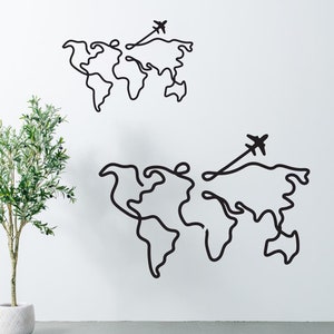 Art mural carte du monde, décoration de bureau à domicile, carte murale en bois, décoration en bois de salon, grande décoration de voyage, cadeau minimalisme, carte Weltkarte Holz