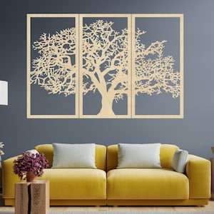 Wooden Wall Decorative Panel Set of 3 Pieces Tree Wall Decor Wood Wall Art Home Decor Hanging Tree Of Life Unique Design Artwork