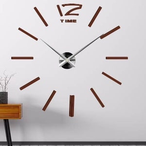 Large modern wall clock mallet, 3D Wall Clock, Home Decoration, Mirror Wall Clock, Acrylic Modern 3D Clock for Homeowners, Living Room clock