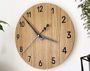 Horloge murale en bois Horloge murale de cuisine Grande horloge murale pour mur Horloge en bois Horloge murale Horloge murale moderne en bois Chiffres | Epaisseur : 3,6 mm