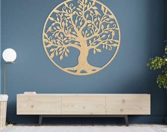 Wooden Tree of Life Wall Art: Poplar Plywood Decor