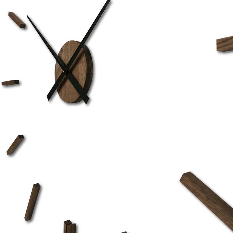 Eichenholz Wanduhr 3D Effekt Holz Wanduhr Lautlos Große Uhr Durchmesser Minimalistische Eichenholz Uhr Übergroße Wand Moderne Uhr DIY Bild 10